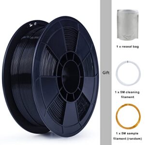 ZIRO PETG Filament 1.75mm,3D Printer Filament PETG 1.75 1KG(2.2lbs), Dimensional Accuracy +/- 0.03mm,Black