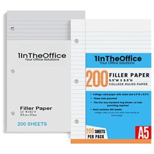 1intheoffice college filler paper 8.5 x 5.5, 200 sheets