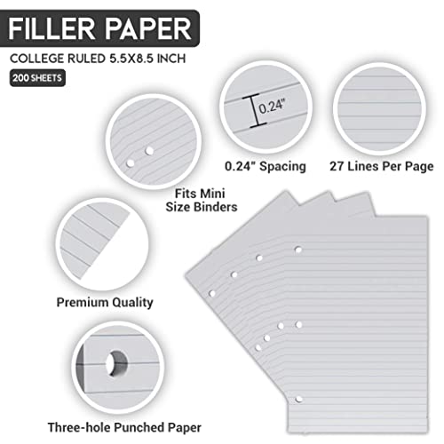 1InTheOffice College Filler Paper 8.5 x 5.5, 200 sheets