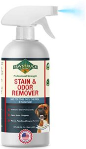 pawstruck professional strength stain & odor remover - natural enzyme cleaner (bulk 32oz) for dog & cat urine, waste, wine, blood, vomit, etc. safe & effective pet smell eliminator for carpet, hardwood & more