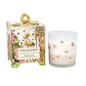 michel design works 6.5 oz soy wax candle, honey & clover