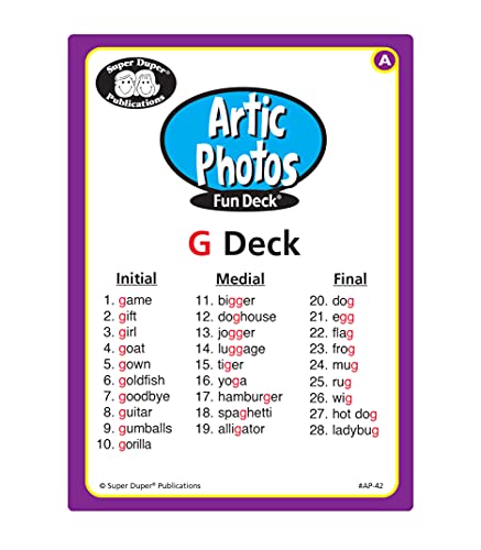 Super Duper Publications | Articulation Photos G Fun Deck Flash Cards | Educational Learning Resource for Children