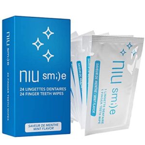 niusmile finger teeth wipes | 4 x 24 disposable oral brush ups | latex free | mint flavor