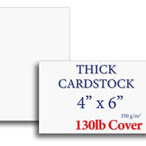 Extra Heavy Duty 130lb Cover Cardstock - 4" x 6" Bright White - 350gsm 17pt Thick Paper - Index, Flash & Post Card Stock - 40 Pack