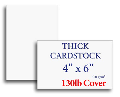 Extra Heavy Duty 130lb Cover Cardstock - 4" x 6" Bright White - 350gsm 17pt Thick Paper - Index, Flash & Post Card Stock - 40 Pack