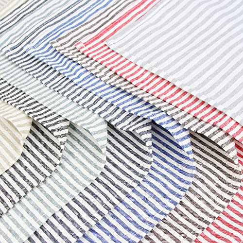 INFEI Plain Striped Cotton Linen Blended Dinner Cloth Napkins - Set of 12 (40 x 30 cm) - for Events & Home Use (Beige)