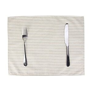 INFEI Plain Striped Cotton Linen Blended Dinner Cloth Napkins - Set of 12 (40 x 30 cm) - for Events & Home Use (Beige)
