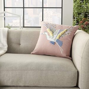 Mina Victory Plush Lines Flying Stork Multicolor 18" x 18" Throw Pillow