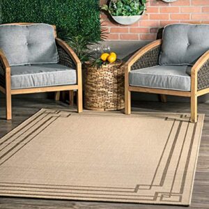 nuloom katalina simple border indoor/outdoor area rug, 8 ft x 10 ft, beige
