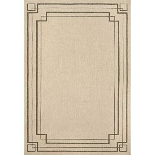 nuLOOM Katalina Simple Border Indoor/Outdoor Area Rug, 8 ft x 10 ft, Beige