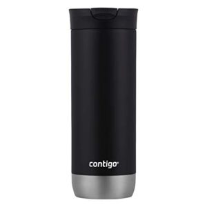 contigo huron vacuum-insulated stainless steel travel mug with leak-proof lid, keeps drinks hot or cold for hours, fits most cup holders and brewers, 16oz licorice