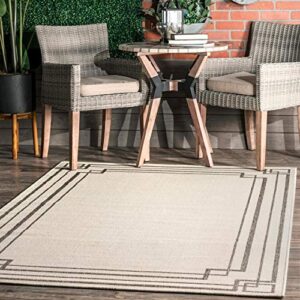 nuloom katalina simple border indoor/outdoor area rug, 6' 7" x 9', ivory