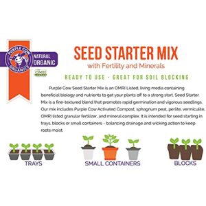 Purple Cow Organics Seed Starter 1 Cubic Foot Bag, All Natural and Organic, Fast Seedling Germination, Grows Strong Roots for Indoor Gardens, Raised Beds & Transplanting