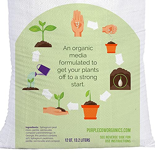 Purple Cow Organics Seed Starter 1 Cubic Foot Bag, All Natural and Organic, Fast Seedling Germination, Grows Strong Roots for Indoor Gardens, Raised Beds & Transplanting