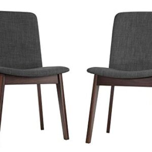 Cortesi Home Bjorn Dining Chair in Charcoal Fabric, (Set of 2), Grey