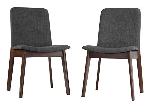 Cortesi Home Bjorn Dining Chair in Charcoal Fabric, (Set of 2), Grey