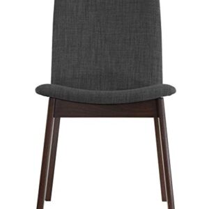 Cortesi Home Bjorn Dining Chair in Charcoal Fabric, (Set of 2), Grey