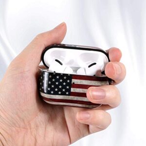 ROLEES for Airpods Pro Case ,Cute for Airpod Pro Accessories Protective Hard Case Cover Portable & Shockproof Women Girls Men with Keychain/Strap for Apple Airpods Pro Charging Case(American Flag)