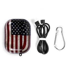 ROLEES for Airpods Pro Case ,Cute for Airpod Pro Accessories Protective Hard Case Cover Portable & Shockproof Women Girls Men with Keychain/Strap for Apple Airpods Pro Charging Case(American Flag)