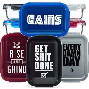 4 pack - glass meal prep containers, variety colors