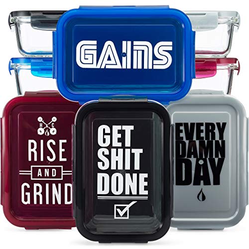 4 Pack - Glass Meal Prep Containers, Variety Colors