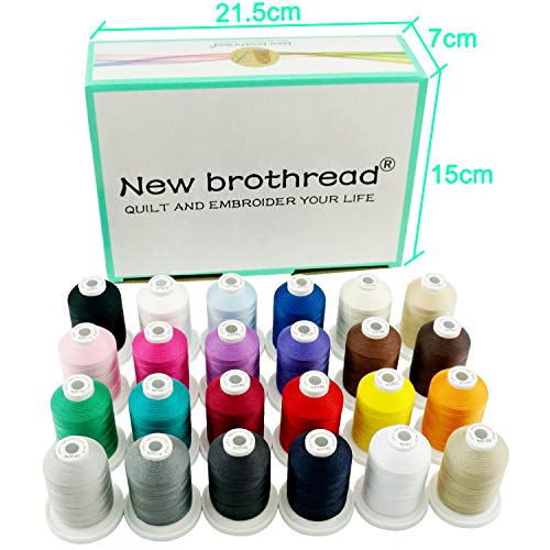 New brothread - 18 Options - Multi-Purpose 100% Mercerized Cotton Threads 50S/3 600M(660Y) Each Spool for for Quilting, Serger, Sewing and Embroidery - 24 Basic Colors