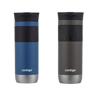contigo byron vacuum-insulated stainless steel travel mug with leak-proof lid, reusable coffee cup or water bottle, bpa-free, keeps drinks hot or cold for hours, 20oz 2-pack, sake & blue corn