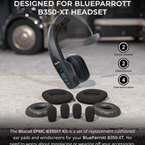 Blucoil EPMC-B350XT Replacement Ear Pad Cushions and Microphone Windscreens Kit for Blueparrott B350-XT Headset