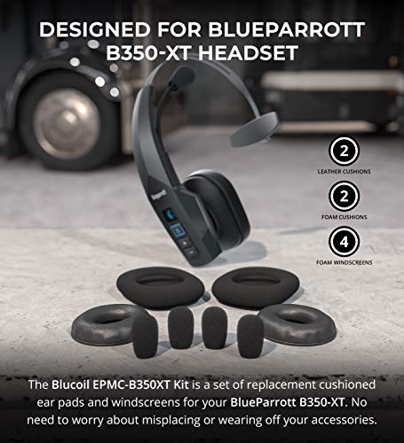 Blucoil EPMC-B350XT Replacement Ear Pad Cushions and Microphone Windscreens Kit for Blueparrott B350-XT Headset