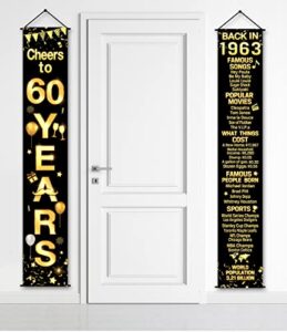 60th birthday party anniversary decorations cheers to 60 years banner party decorations welcome porch sign for years birthday supplies (60th-1963)