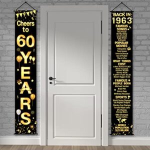 60th Birthday Party Anniversary Decorations Cheers to 60 Years Banner Party Decorations Welcome Porch Sign for Years Birthday Supplies (60th-1963)