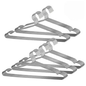 kinjoek 50 packs wire hangers for clothes, 16.6" heavy duty stainless steel wire metal clothes hanger 3.2mm thick coat closet hangers for dry and wet clothes, underwear and trousers