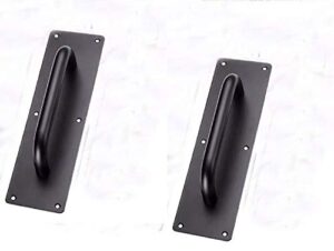 suya 12 inches push pull door handles premium commercial sliding barn door handle pull and push plate hardware set for front/back door/mark/restaurant/high traffic areas,matte black finished(2pcs)