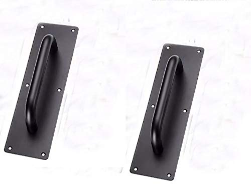 SUYA 12 Inches Push Pull Door Handles Premium Commercial Sliding Barn Door Handle Pull and Push Plate Hardware Set for Front/Back Door/Mark/Restaurant/High Traffic Areas,Matte Black Finished(2pcs)