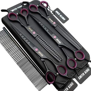 7.0 inches professional dog grooming scissors set straight & thinning & curved & chunkers 4pcs in 1 set (with comb)