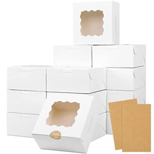 moretoes 30pcs bakery boxes 6x6x3 inches white cookie box with window for small pie, strawberry, cupcake and pastry