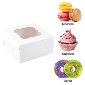 Moretoes 30pcs Bakery Boxes 6x6x3 Inches White Cookie Box with Window for Small Pie, Strawberry, Cupcake and Pastry