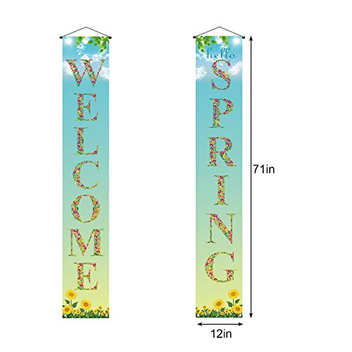 Hello Spring Banner,Spring Welcome Porch Sign,Spring Party Decoration Outdoor Indoor Front for Home Farmhouse School Classroom