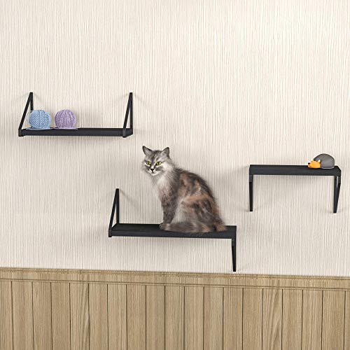 Love-KANKEI Floating Shelves,Rustic Shelves Wall Mounted Set of 3, Wall Storage Shelves for Living Room, Bedroom, Kitchen Black