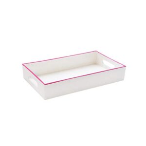 trina turk small serving tray- indoor & outdoor platter for home entertaining, cocktail hour, snacks, decorative display for jewelry, candles, barware, perfume, 11"x6", white/pink