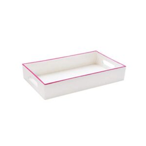 Trina Turk Small Serving Tray- Indoor & Outdoor Platter for Home Entertaining, Cocktail Hour, Snacks, Decorative Display for Jewelry, Candles, Barware, Perfume, 11"x6", White/Pink