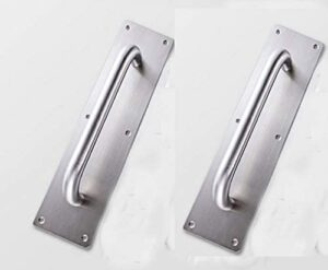 suya 12 inches push pull door handles premium commercial sliding barn door handle pull and push plate hardware set for front/back door/mark/restaurant/high traffic areas,satin nickel finished(2pcs)