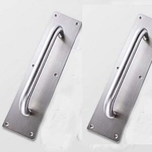 SUYA 12 Inches Push Pull Door Handles Premium Commercial Sliding Barn Door Handle Pull and Push Plate Hardware Set for Front/Back Door/Mark/Restaurant/High Traffic Areas,Satin Nickel Finished(2pcs)