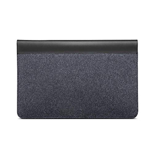 Lenovo Yoga Laptop Sleeve for 14-Inch Computer, Leather and Wool Felt, Magnetic Closure, Accessory Pocket, GX40X02932, Black