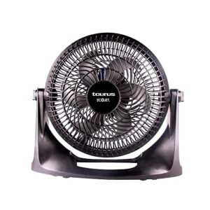 taurus oasis | table fan | tabletop air circulator fan | 10 inches | 3 speed options | portable fans | black | ecojet | personal table fan for home, office