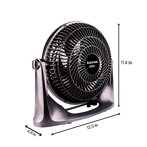 Taurus OASIS | Table Fan | Tabletop Air Circulator Fan | 10 inches | 3 speed options | Portable Fans | Black | ECOJET | Personal Table Fan for Home, Office