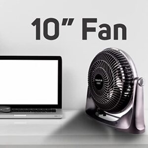 Taurus OASIS | Table Fan | Tabletop Air Circulator Fan | 10 inches | 3 speed options | Portable Fans | Black | ECOJET | Personal Table Fan for Home, Office