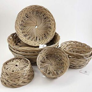 CalCastle Round Gift Baskets, Woven Bread Roll Baskets, Food Serving Baskets, Natural Coco Midrib Material (7" - 3 PCS)