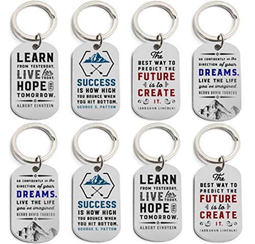 (12-Pack) Motivational Keychains with Inspirational Quotes - Wholesale Bulk Keychains for Corporate Office Gifts, Thank You Appreciation Gifts for Staff, Small Bulk Gifts for Coworkers and Employees