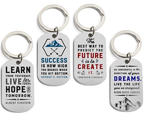 (12-Pack) Motivational Keychains with Inspirational Quotes - Wholesale Bulk Keychains for Corporate Office Gifts, Thank You Appreciation Gifts for Staff, Small Bulk Gifts for Coworkers and Employees